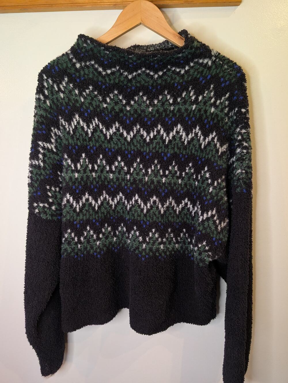 Anthropologie Pilcro Selene Sweater Fair Isle Bouclé Mock Turtleneck Medium